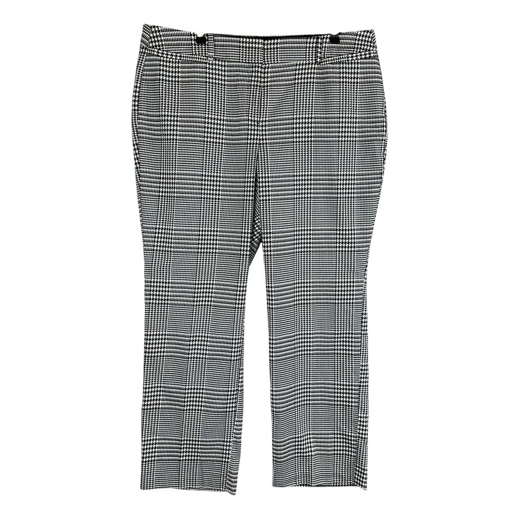 Lane Bryant Womans 18 Pants Straight Houndstooth Stretch Comfort Waist Black